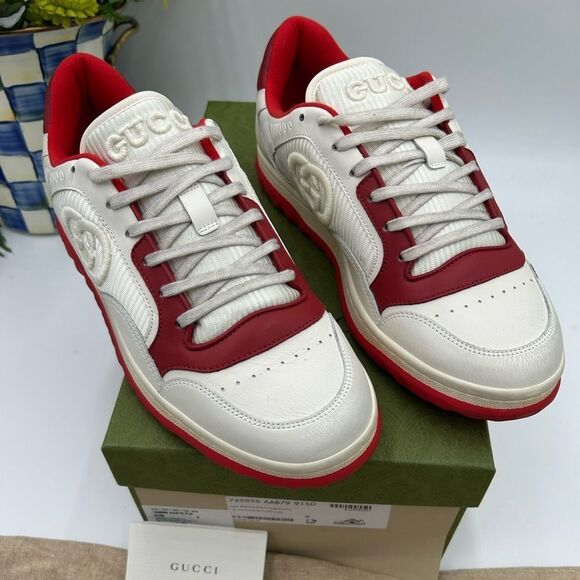 Men’s Gucci Mac 80 low top leather sneakers size 9, made in Italy - Picture 1 of 9